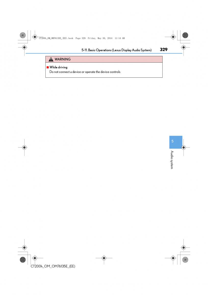 Lexus CT200h owners manual / page 329