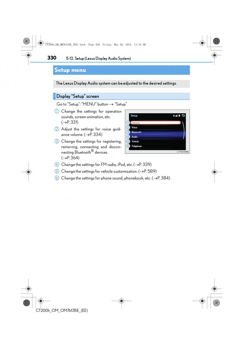 Lexus CT200h owners manual / page 330