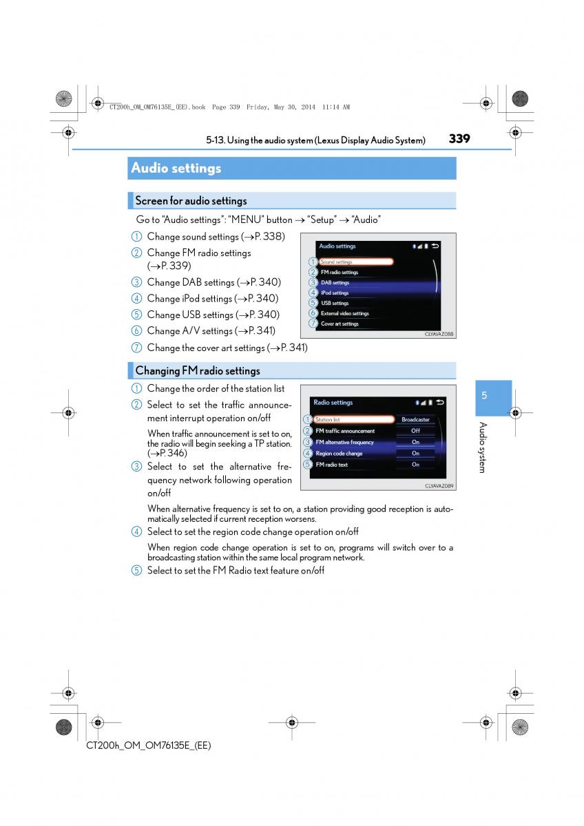Lexus CT200h owners manual / page 339