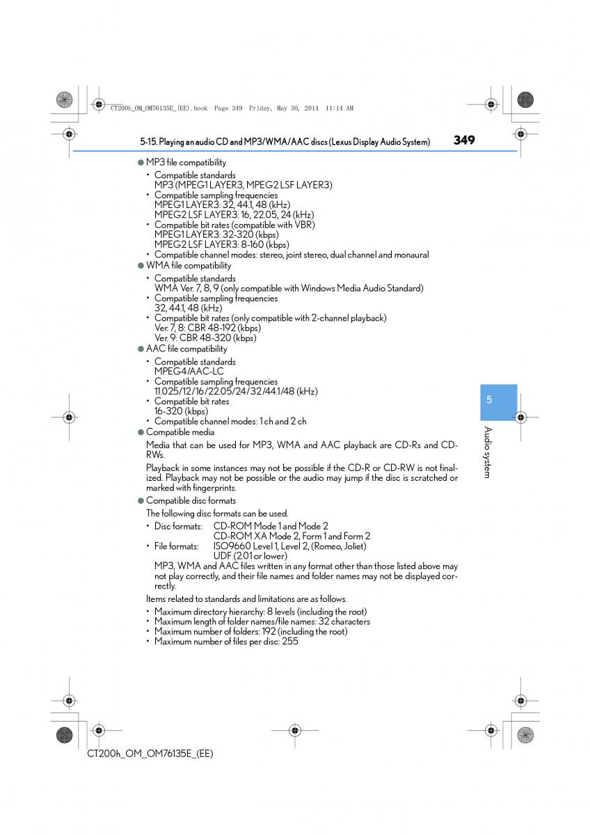 Lexus CT200h owners manual / page 349