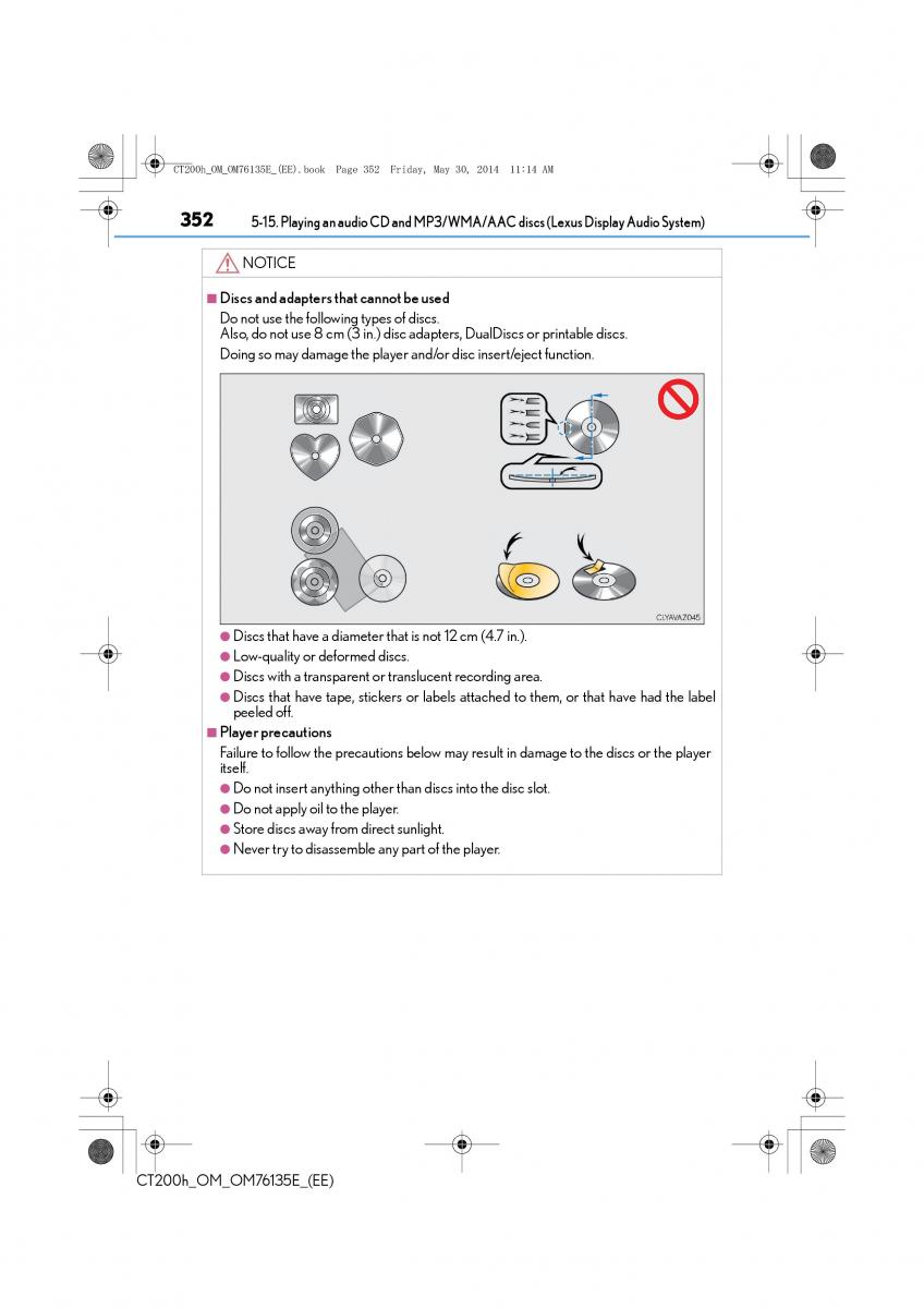 Lexus CT200h owners manual / page 352