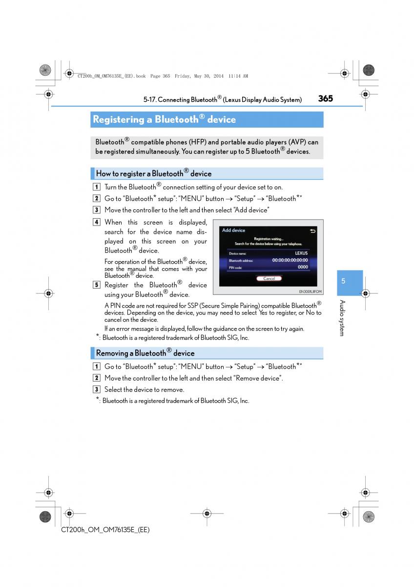 Lexus CT200h owners manual / page 365