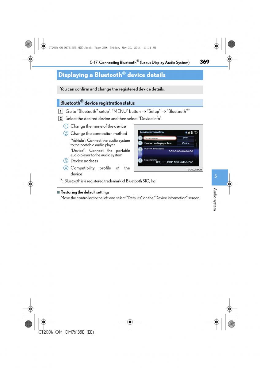 Lexus CT200h owners manual / page 369