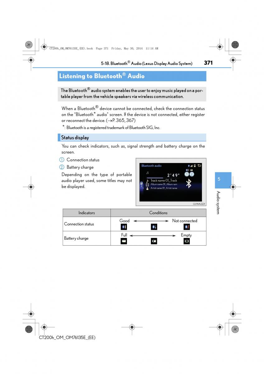 Lexus CT200h owners manual / page 371