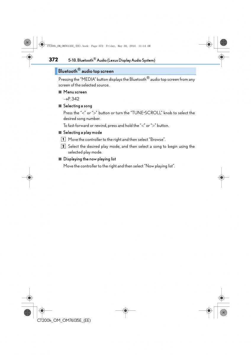 Lexus CT200h owners manual / page 372