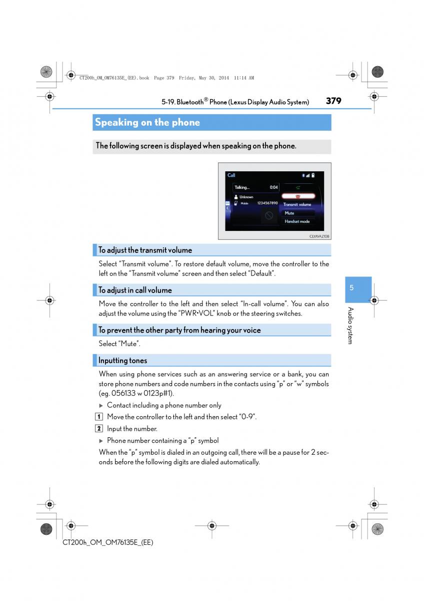 Lexus CT200h owners manual / page 379