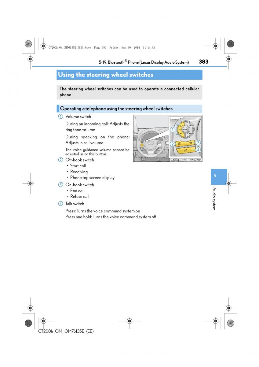 Lexus CT200h owners manual / page 383