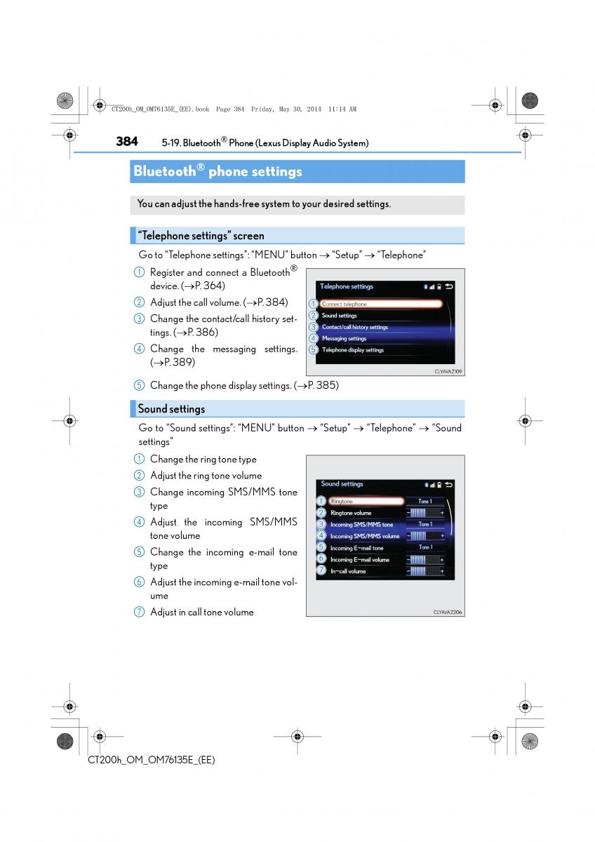 Lexus CT200h owners manual / page 384