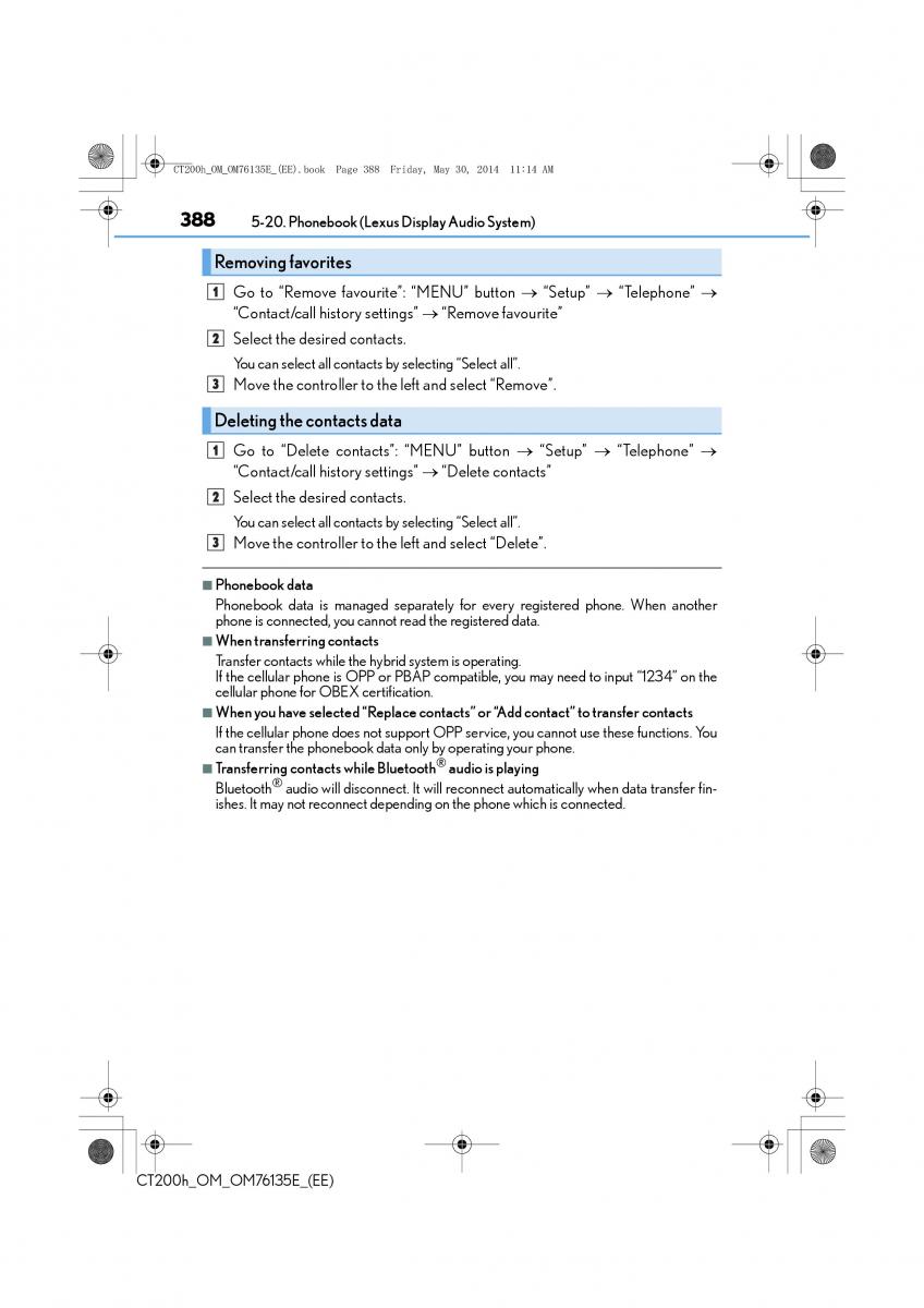 Lexus CT200h owners manual / page 388
