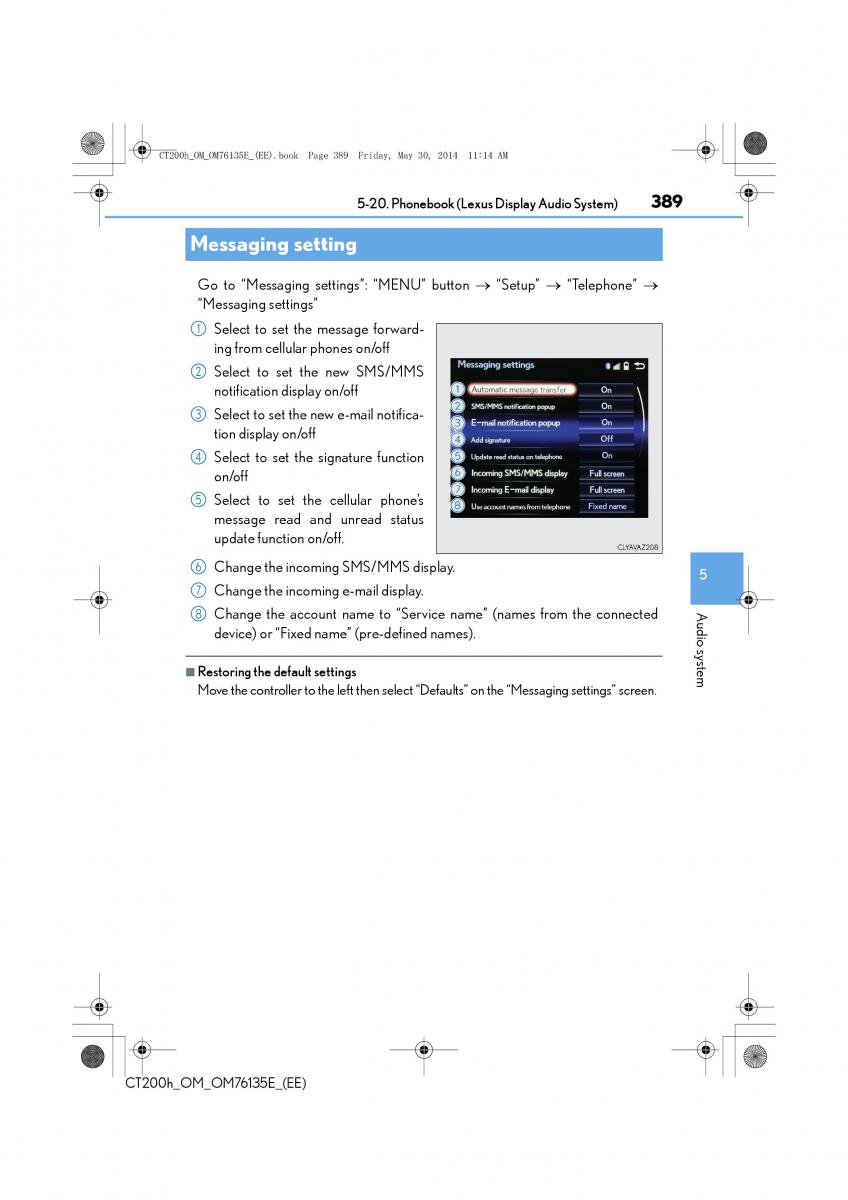 Lexus CT200h owners manual / page 389