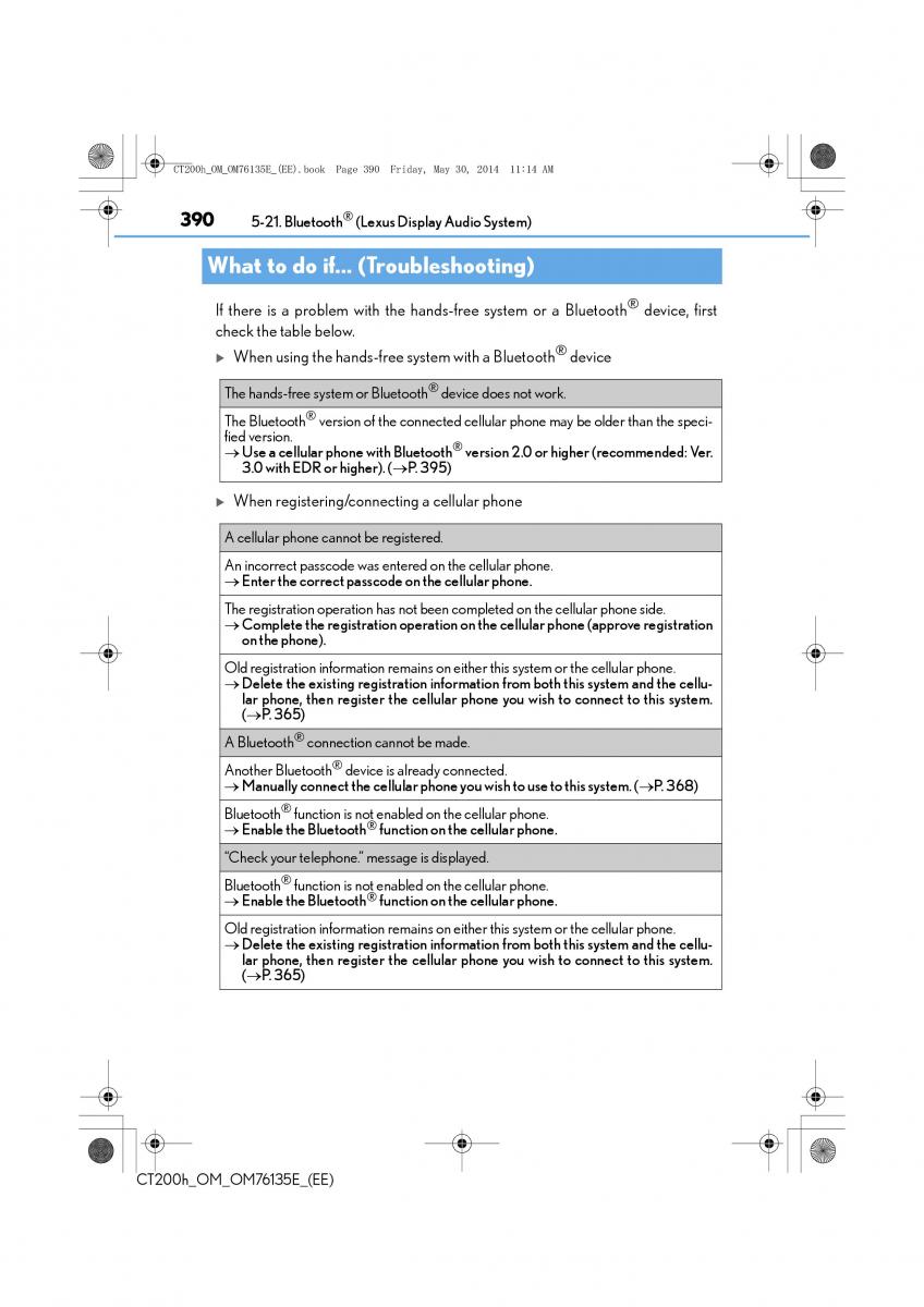 Lexus CT200h owners manual / page 390