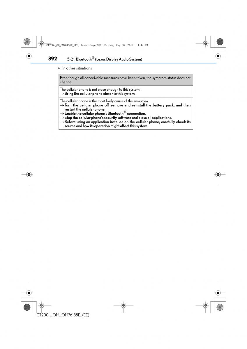 Lexus CT200h owners manual / page 392