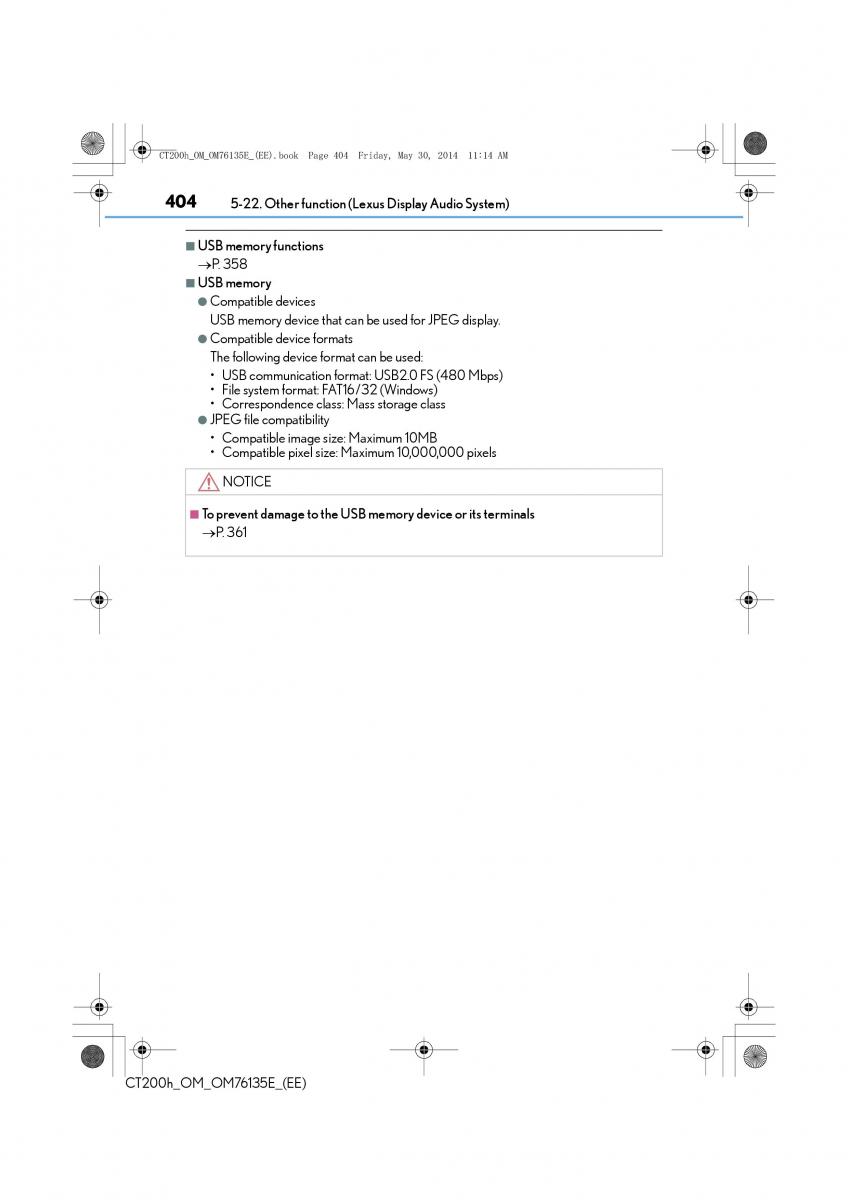 Lexus CT200h owners manual / page 404