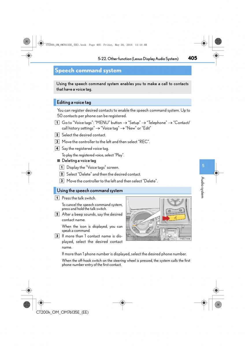 Lexus CT200h owners manual / page 405