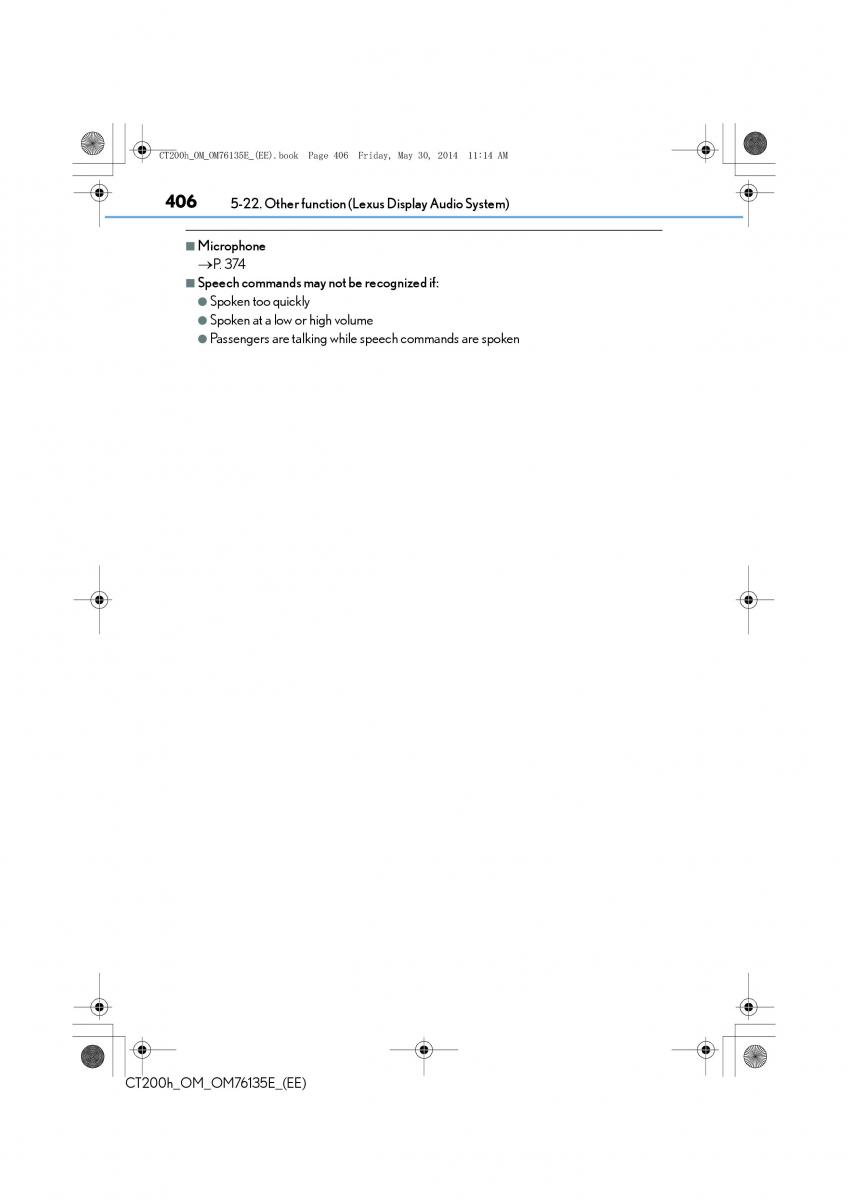 Lexus CT200h owners manual / page 406