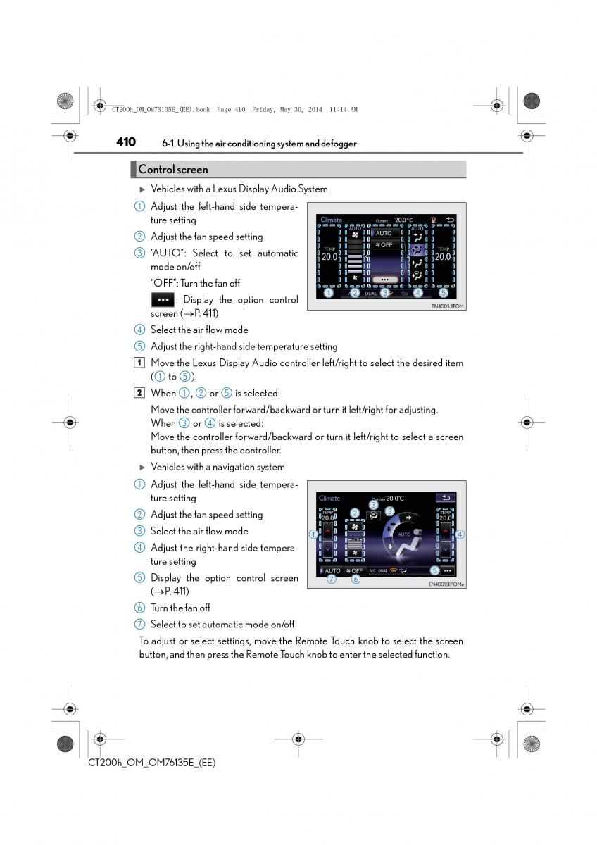 Lexus CT200h owners manual / page 410