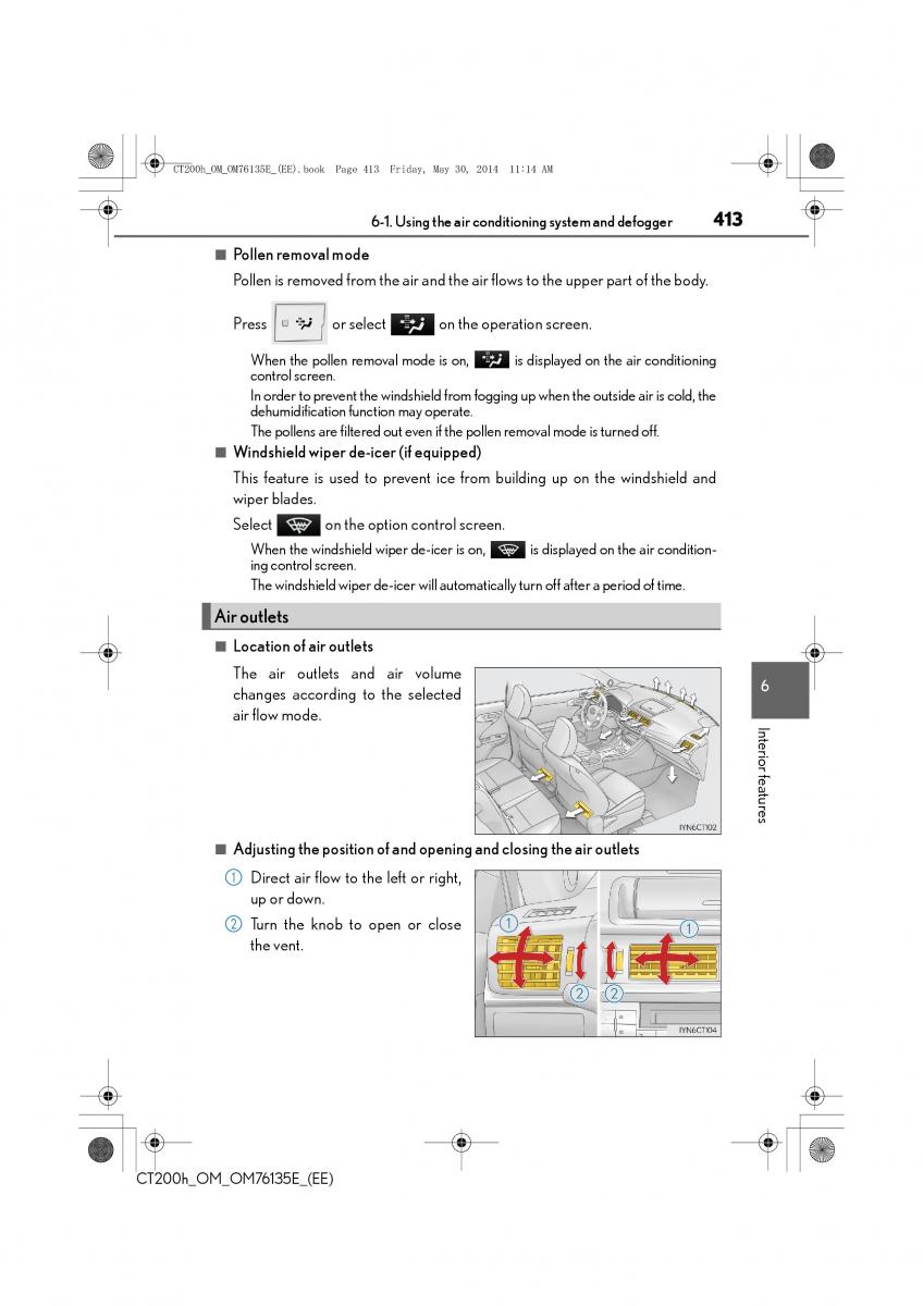 Lexus CT200h owners manual / page 413