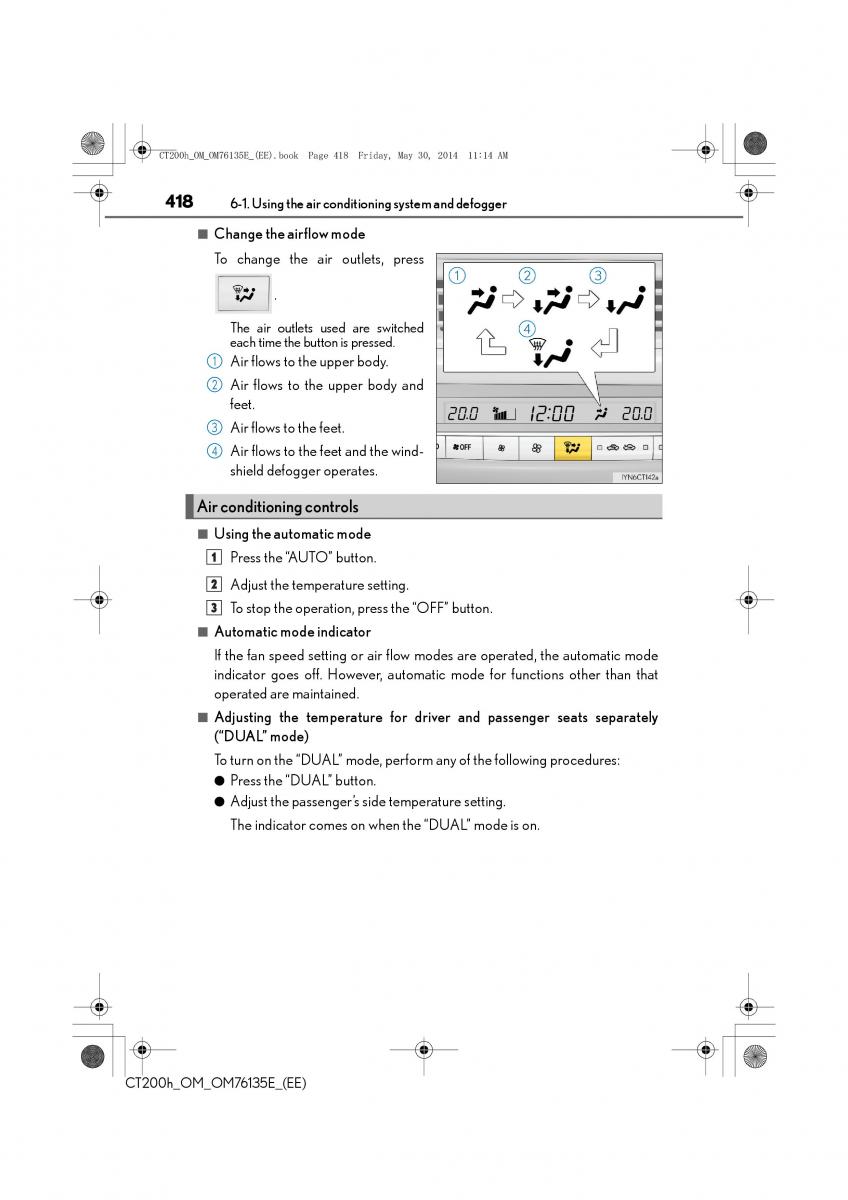 Lexus CT200h owners manual / page 418