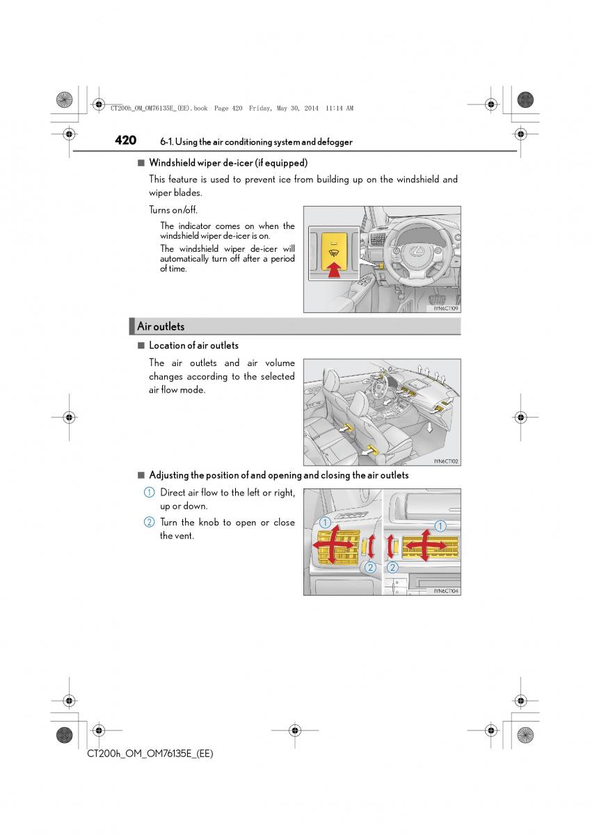 Lexus CT200h owners manual / page 420