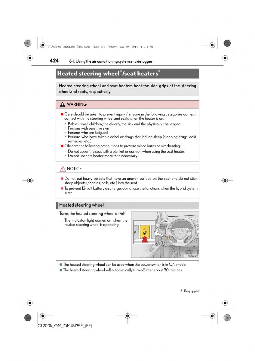 Lexus CT200h owners manual / page 424