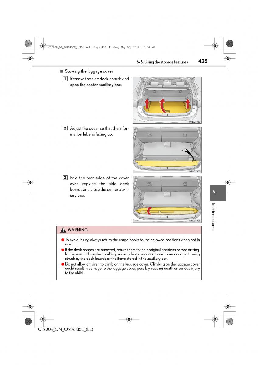 Lexus CT200h owners manual / page 435