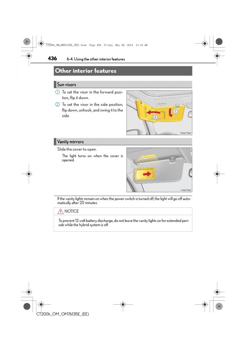 Lexus CT200h owners manual / page 436