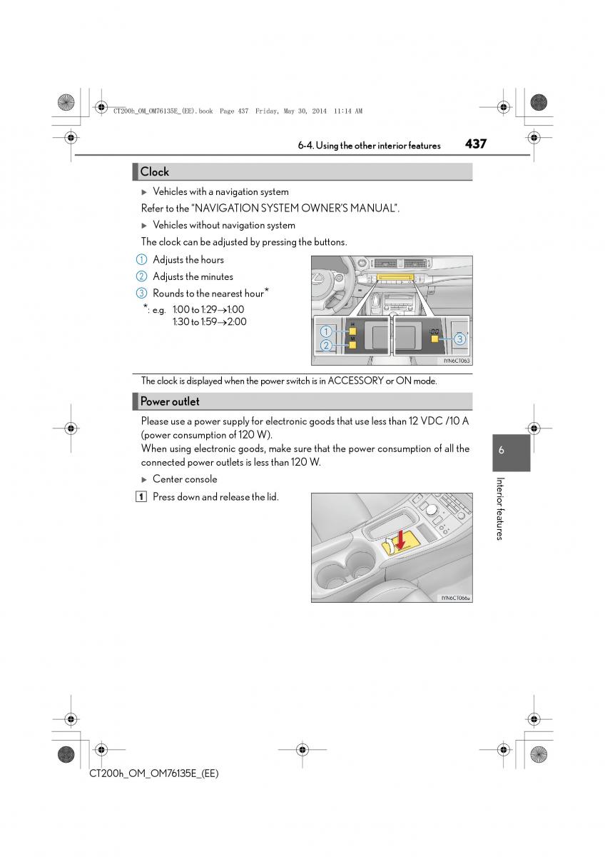 Lexus CT200h owners manual / page 437