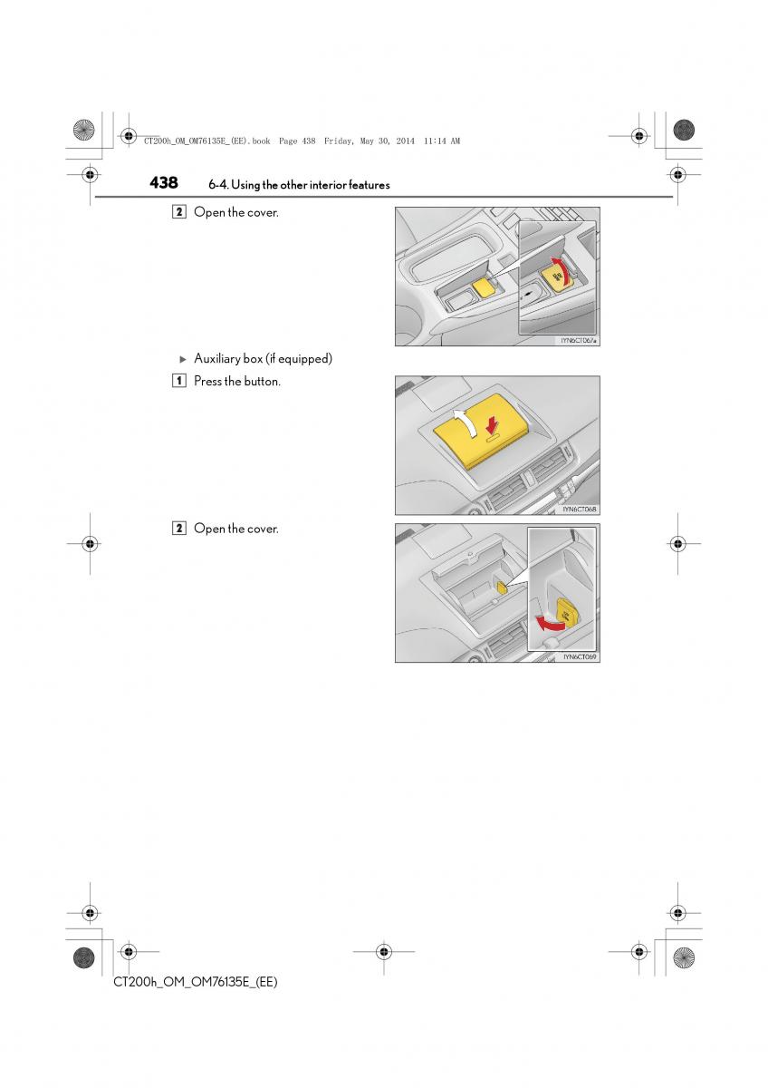 Lexus CT200h owners manual / page 438