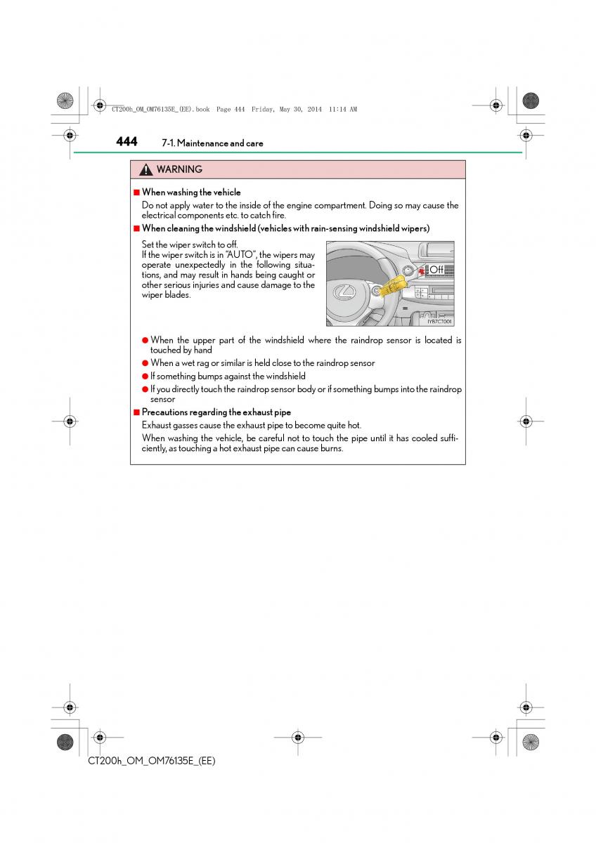 Lexus CT200h owners manual / page 444