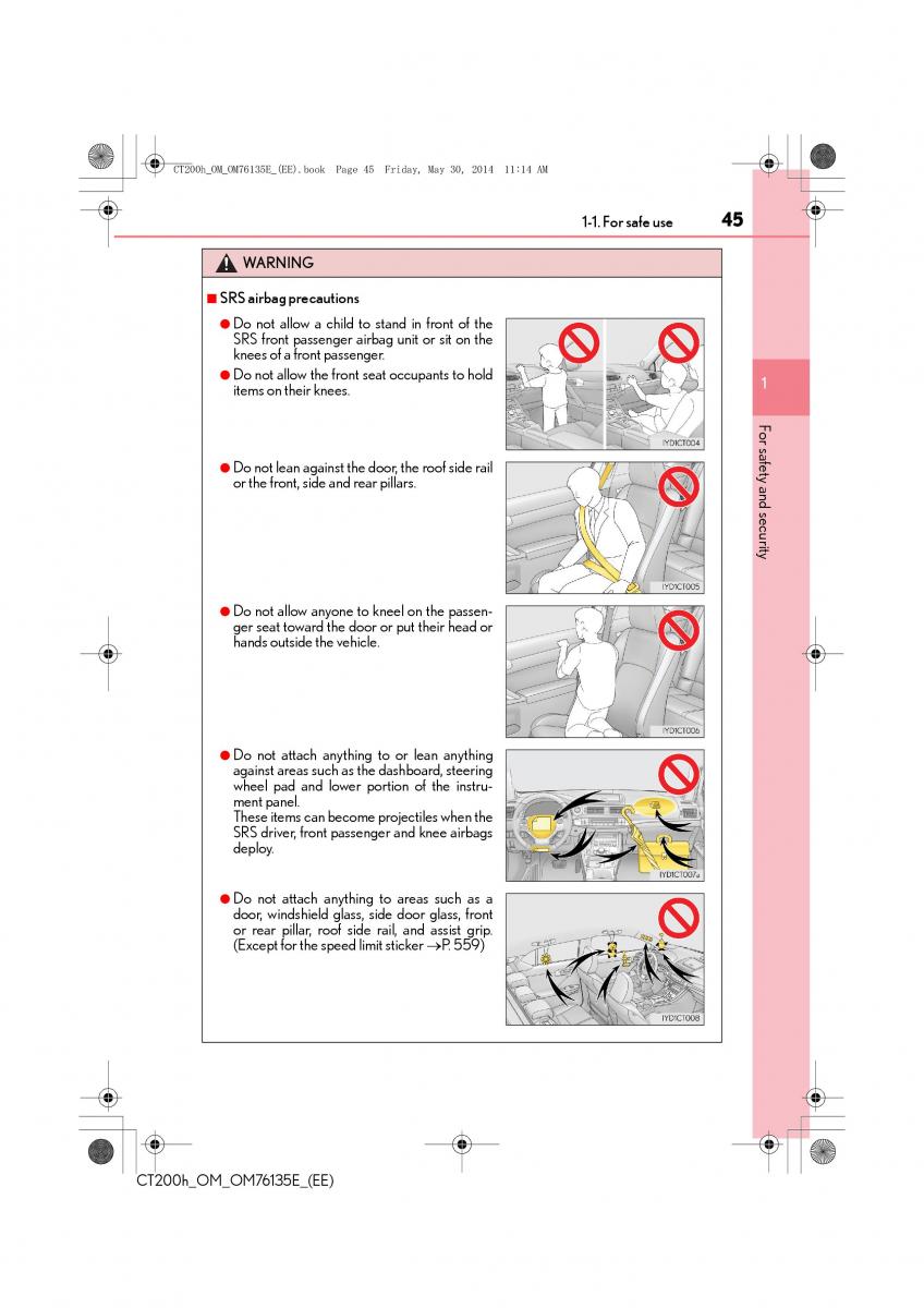 Lexus CT200h owners manual / page 45