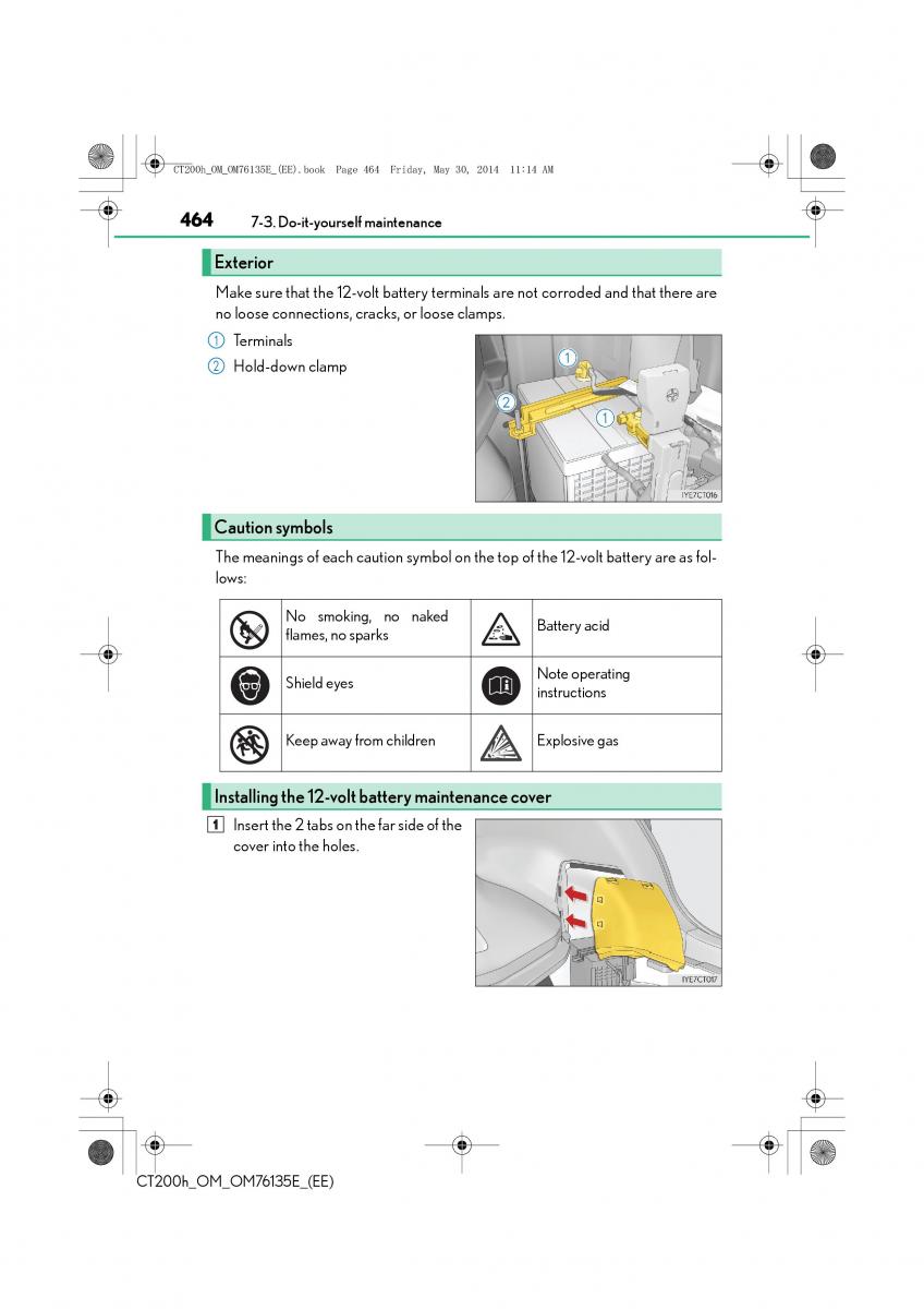 Lexus CT200h owners manual / page 464