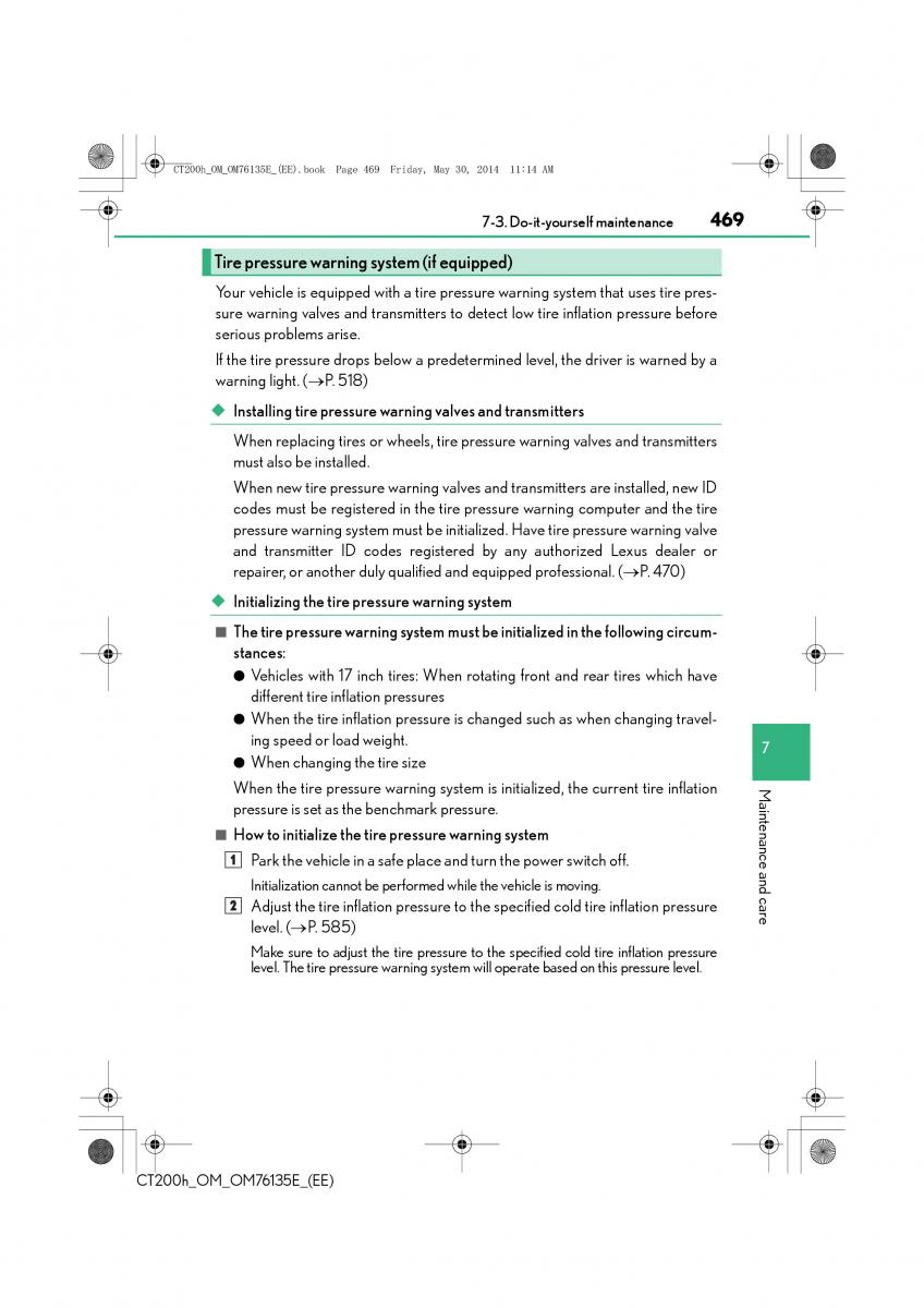 Lexus CT200h owners manual / page 469