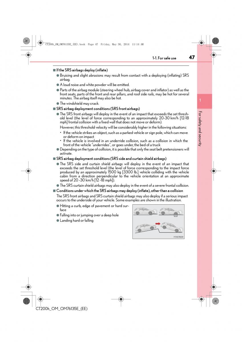 Lexus CT200h owners manual / page 47