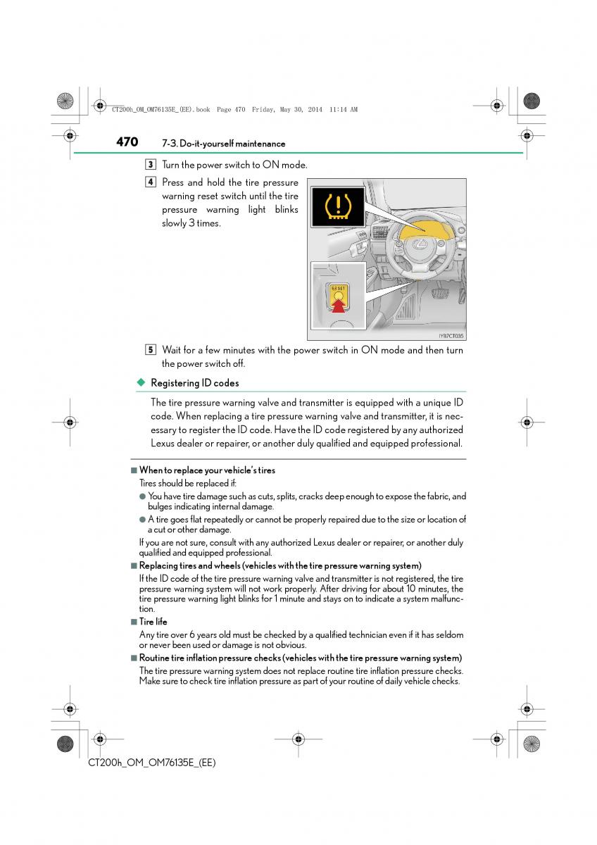 Lexus CT200h owners manual / page 470