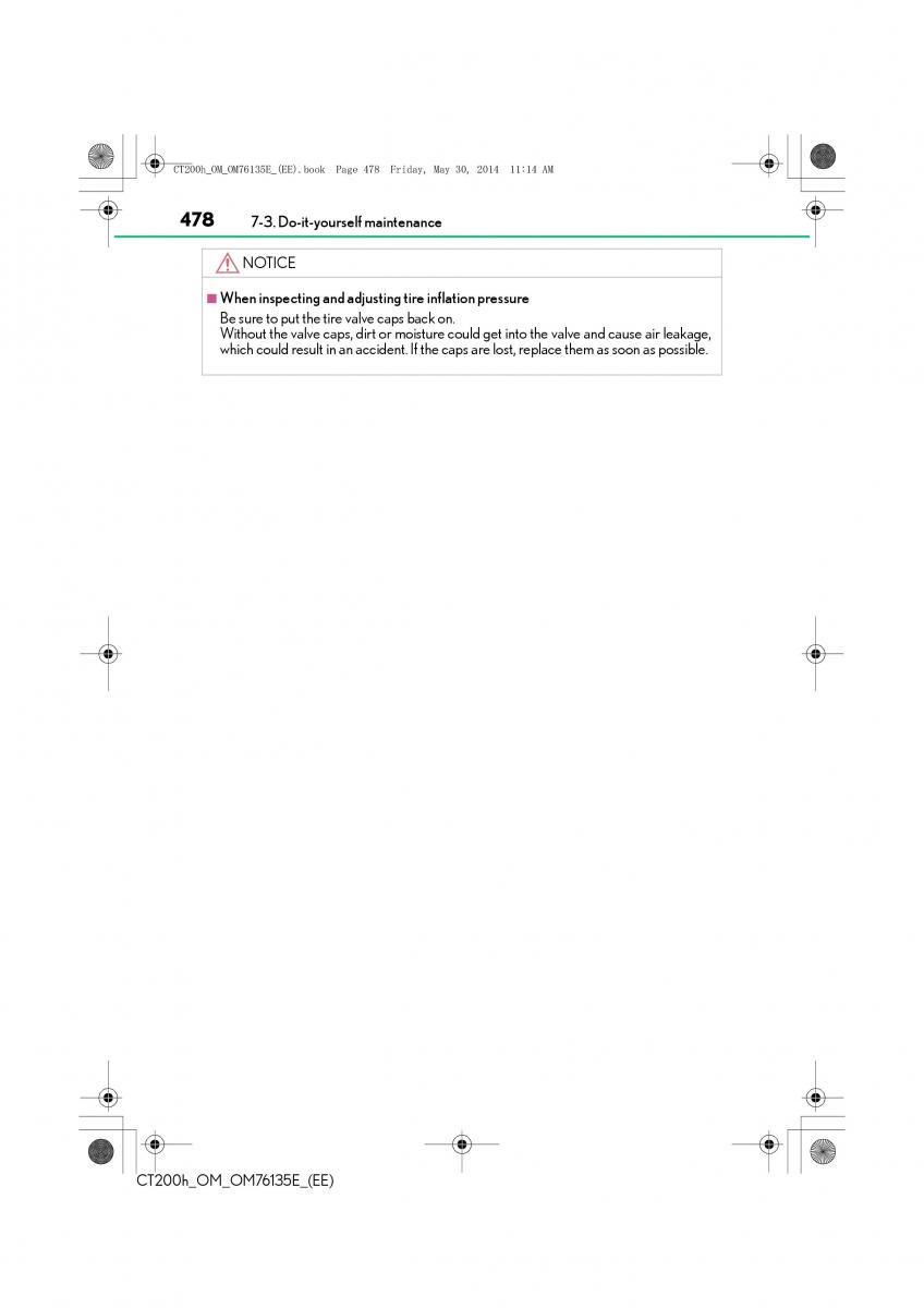 Lexus CT200h owners manual / page 478