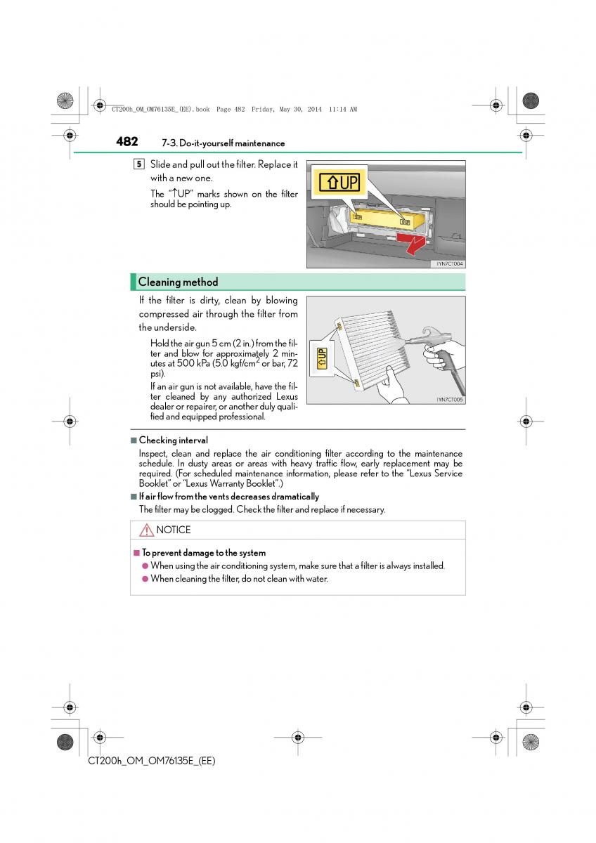 Lexus CT200h owners manual / page 482