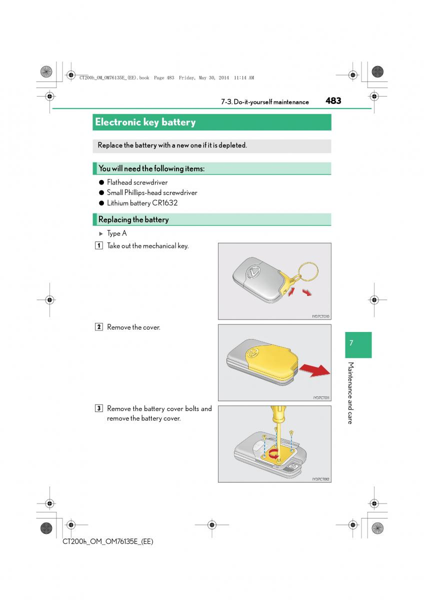 Lexus CT200h owners manual / page 483