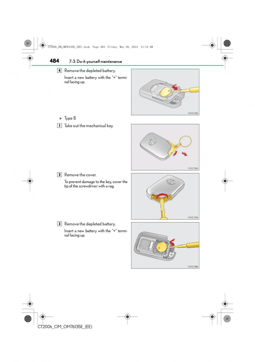 Lexus CT200h owners manual / page 484