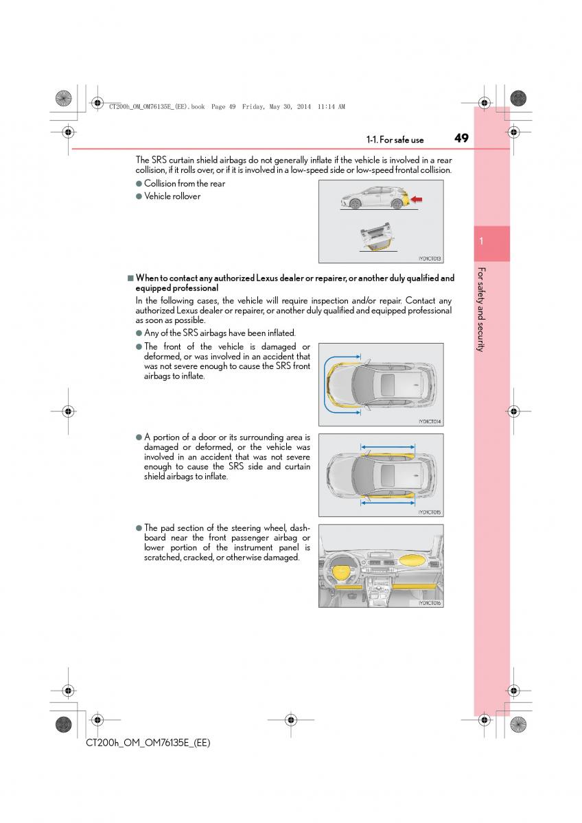 Lexus CT200h owners manual / page 49