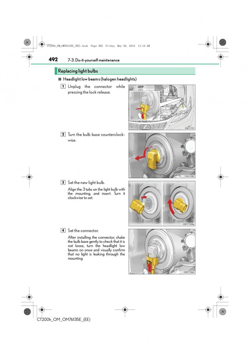 Lexus CT200h owners manual / page 492