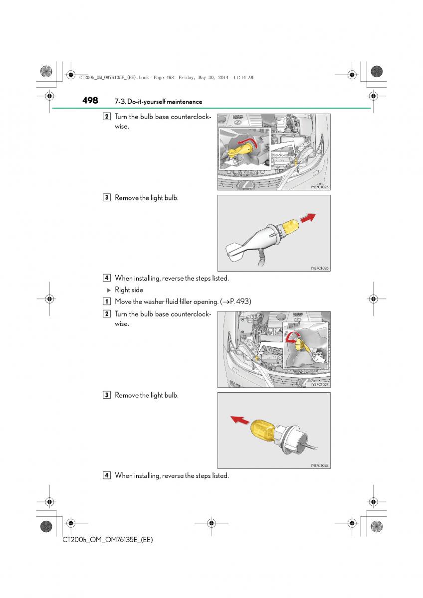 Lexus CT200h owners manual / page 498