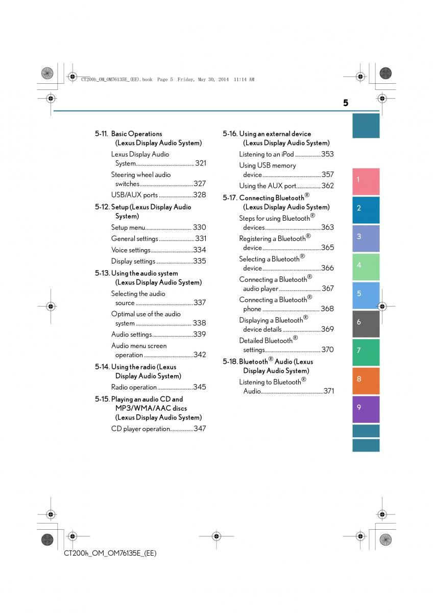 Lexus CT200h owners manual / page 5