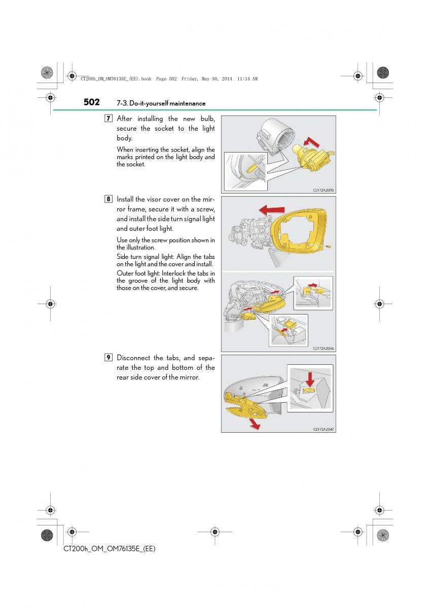 Lexus CT200h owners manual / page 502