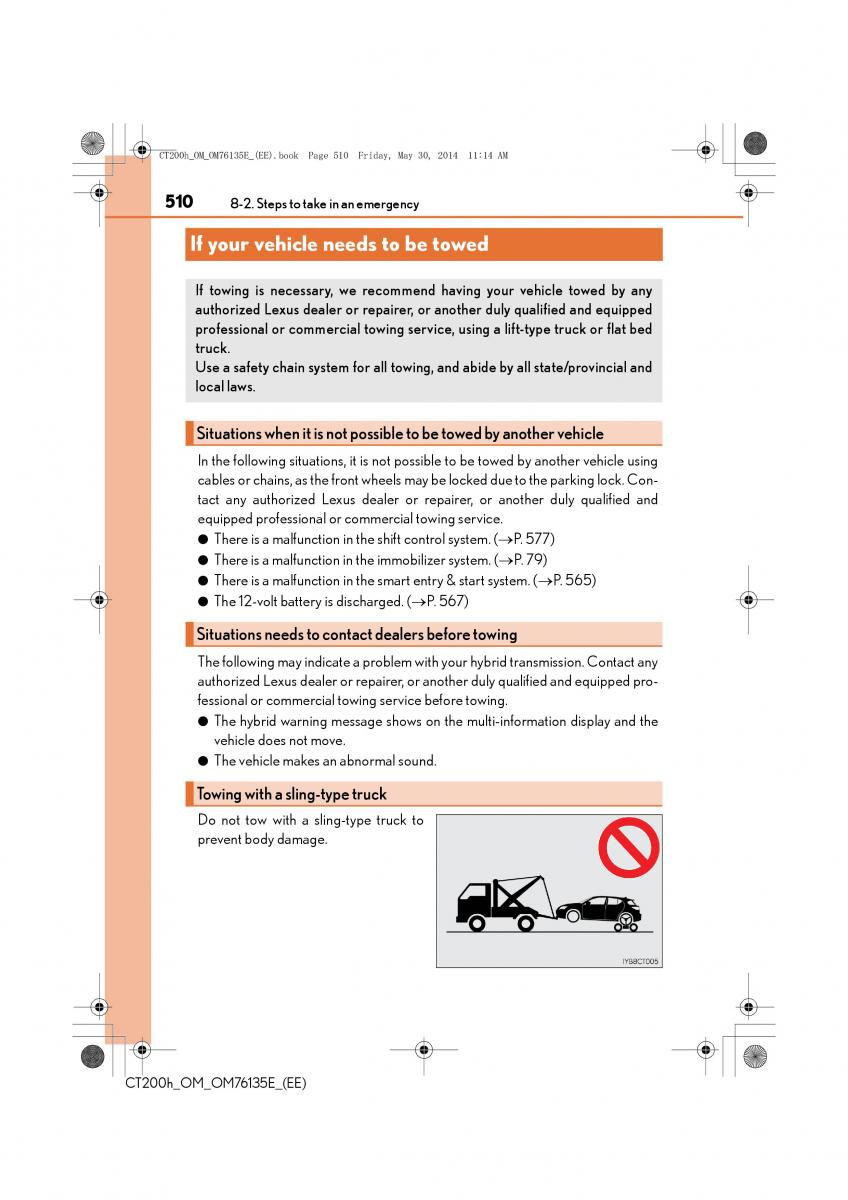 Lexus CT200h owners manual / page 510