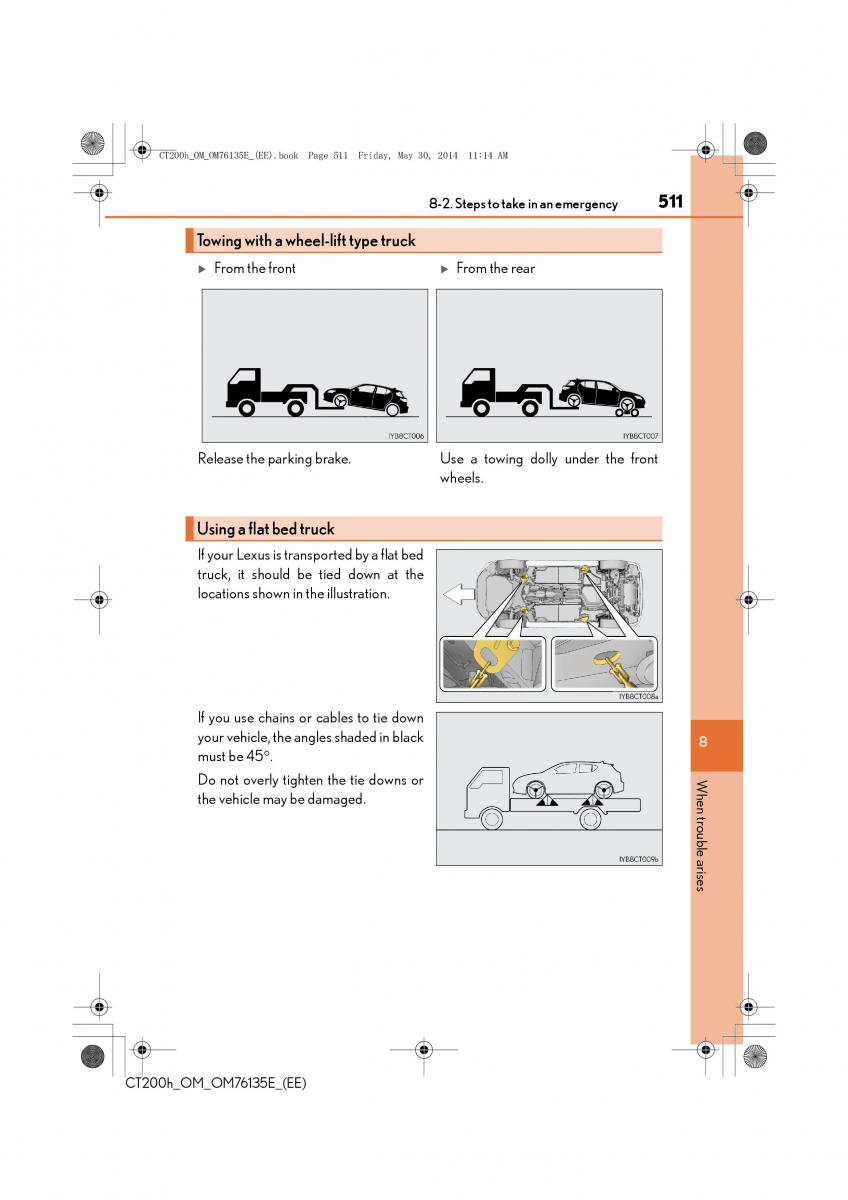 Lexus CT200h owners manual / page 511