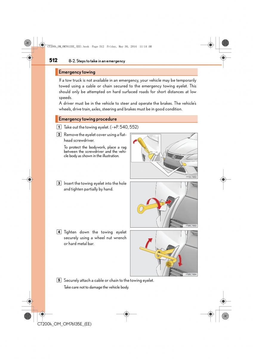 Lexus CT200h owners manual / page 512