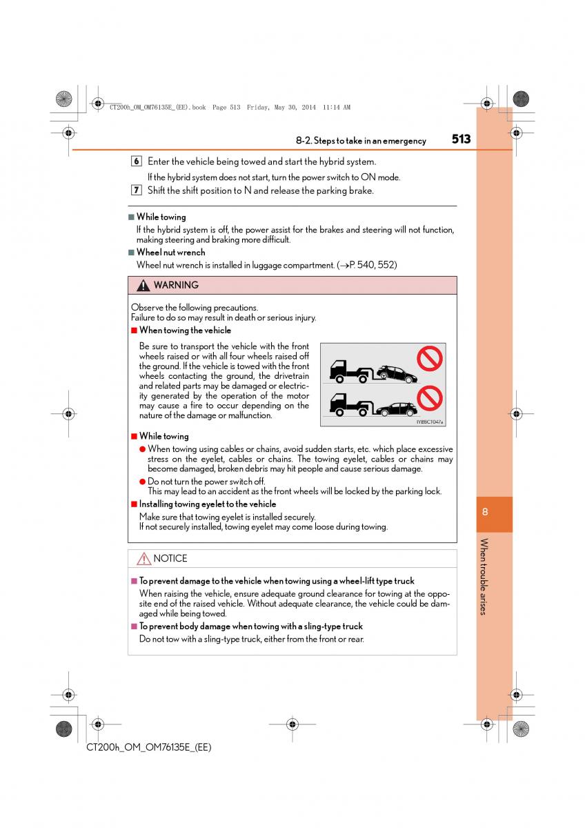 Lexus CT200h owners manual / page 513