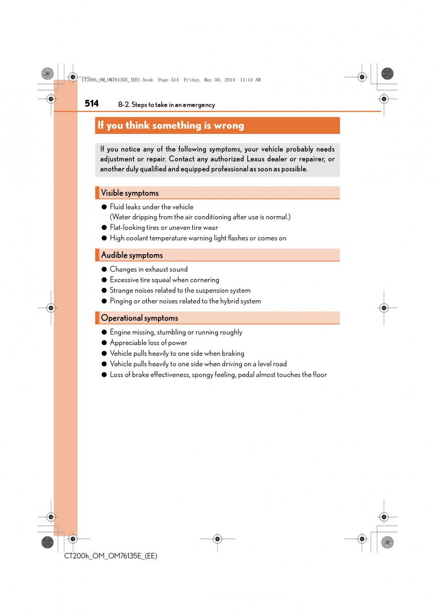 Lexus CT200h owners manual / page 514