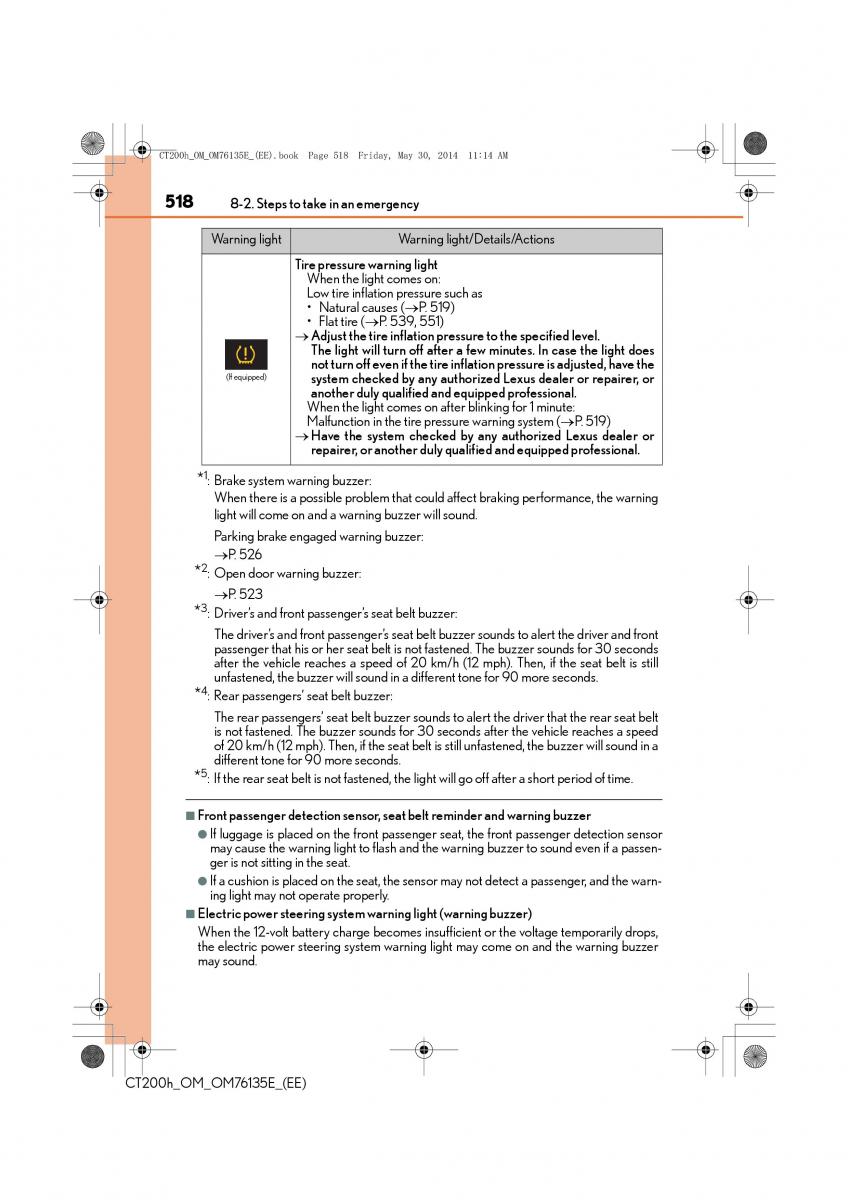 Lexus CT200h owners manual / page 518