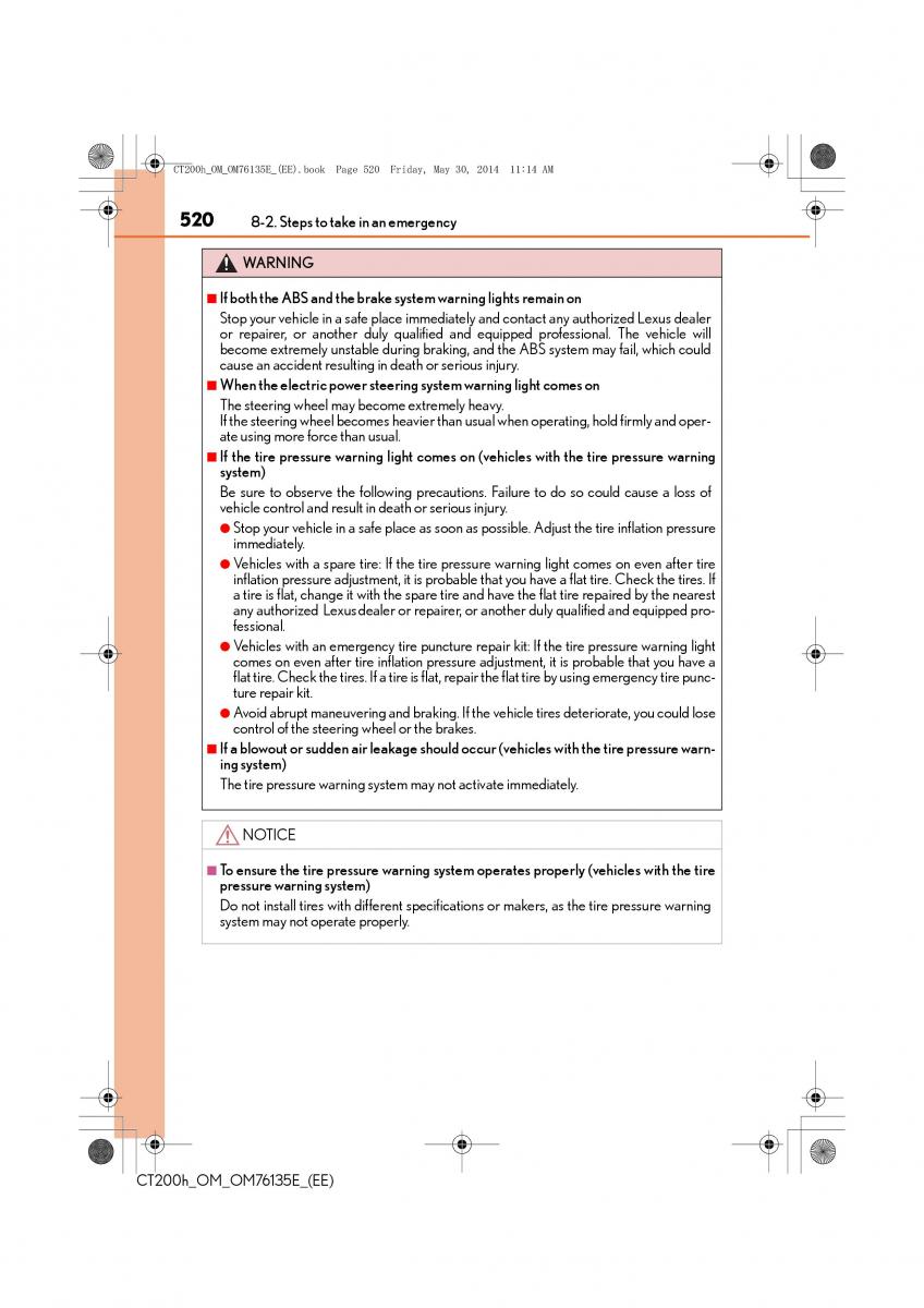 Lexus CT200h owners manual / page 520